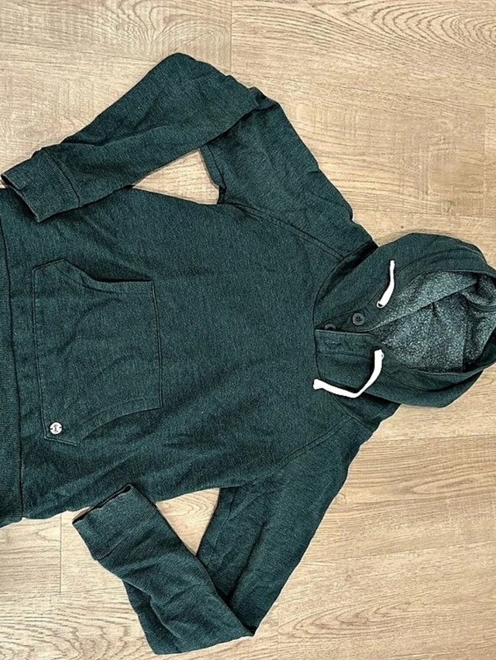 Kismet Forest Green Henley Pullover Hoodie Medium